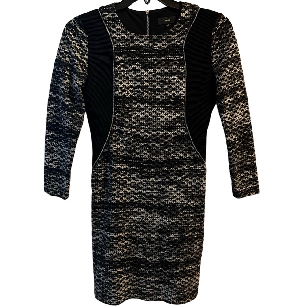 Maia Black and Gray Long Sleeve Sheath Dress, Size 6‎